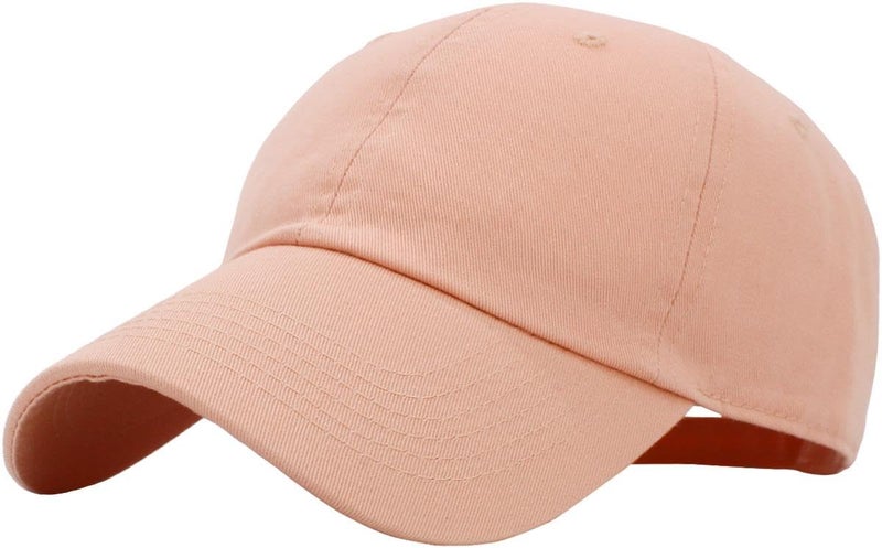 KBETHOSÂ® Classic Cotton Adjustable Low Crown Cotton Baseball Cap, Peach - Image 1