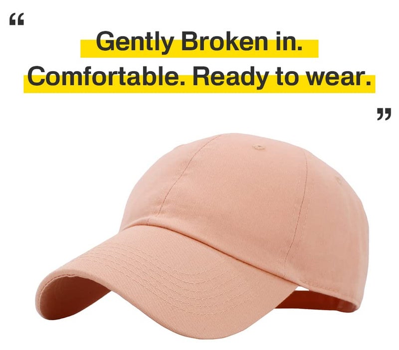 KBETHOSÂ® Classic Cotton Adjustable Low Crown Cotton Baseball Cap, Peach - Image 4