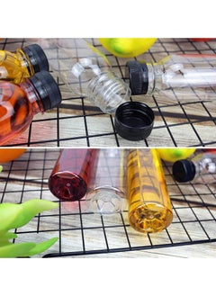 Generic Pack of 12 clear juice bottles, 197*28 round empty reusable plastic bottles with black cap.  - Image 4