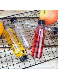 Generic Pack of 12 clear juice bottles, 197*28 round empty reusable plastic bottles with black cap.  - Image 5