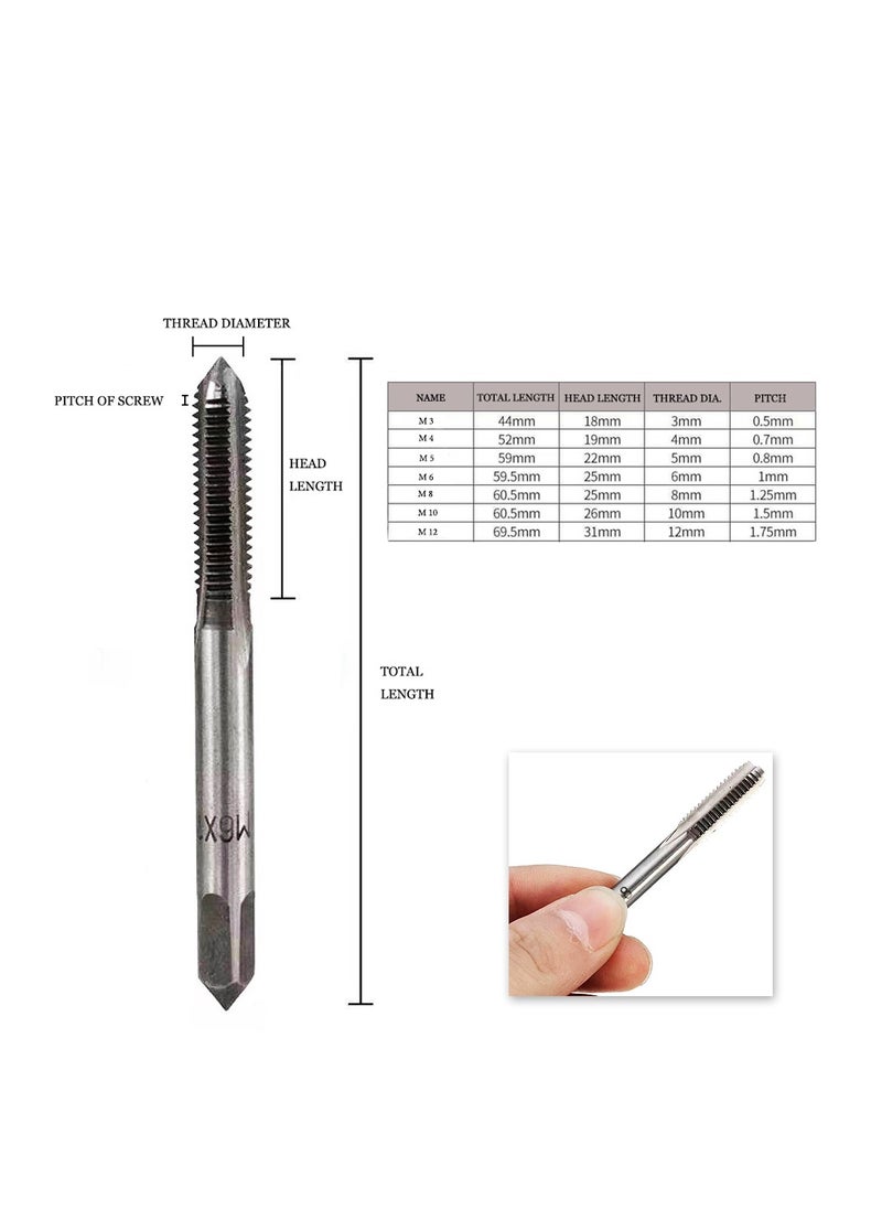متري الحنفية مجموعات ياكوموز الأحرار دليل الخيوط الحنفية مجموعات 7pcs m3-m12 مثقاب مجموعات