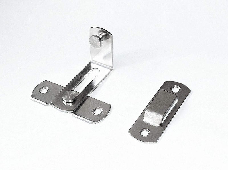 APUXON Flip Door Sliding Latch 1Pc 90 Degree Stainless Steel Latch Safety Sliding Barn Door Lock Latch Lock Right Angle Curved Door Prevent Corrosions Silver Color - Image 3