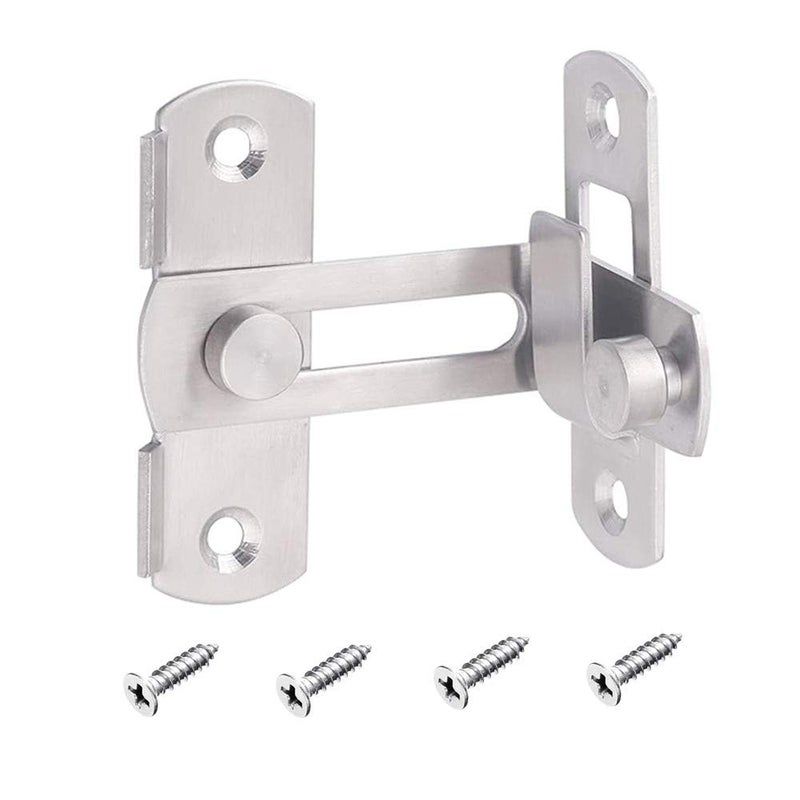 APUXON Flip Door Sliding Latch 1Pc 90 Degree Stainless Steel Latch Safety Sliding Barn Door Lock Latch Lock Right Angle Curved Door Prevent Corrosions Silver Color - Image 1