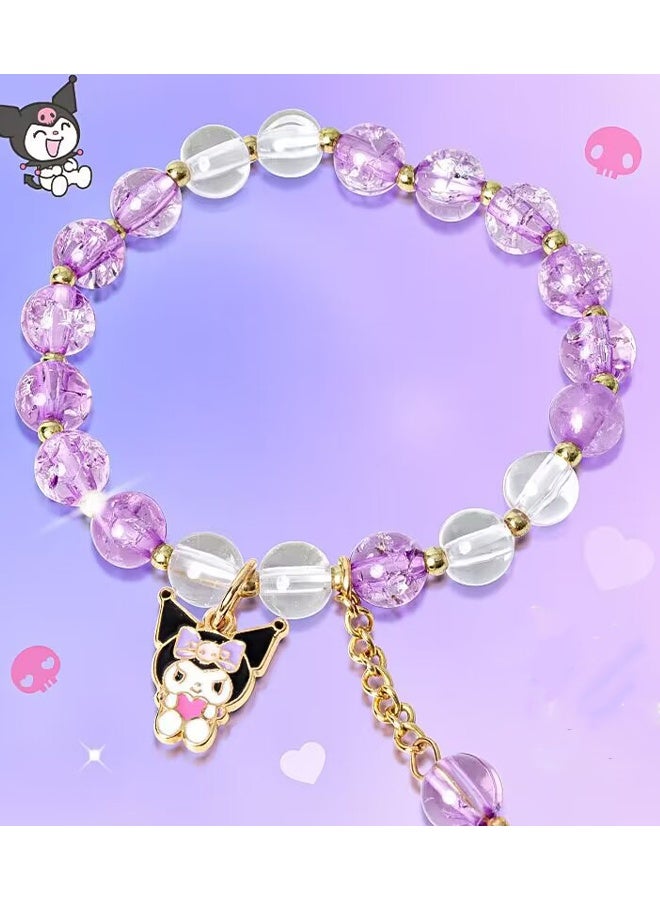 Sanrio 4 Pieces Crystal Bracelets Cartoon Pendant Kawaii Sanrio Pearl Cute Cartoon Elastic Beaded Bracelets Cartoon Themed Pendant Bracelets Gift for Teen Girls Kids - Image 3
