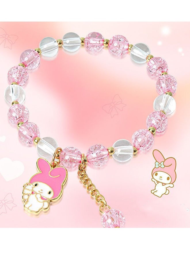 Sanrio 4 Pieces Crystal Bracelets Cartoon Pendant Kawaii Sanrio Pearl Cute Cartoon Elastic Beaded Bracelets Cartoon Themed Pendant Bracelets Gift for Teen Girls Kids - Image 5