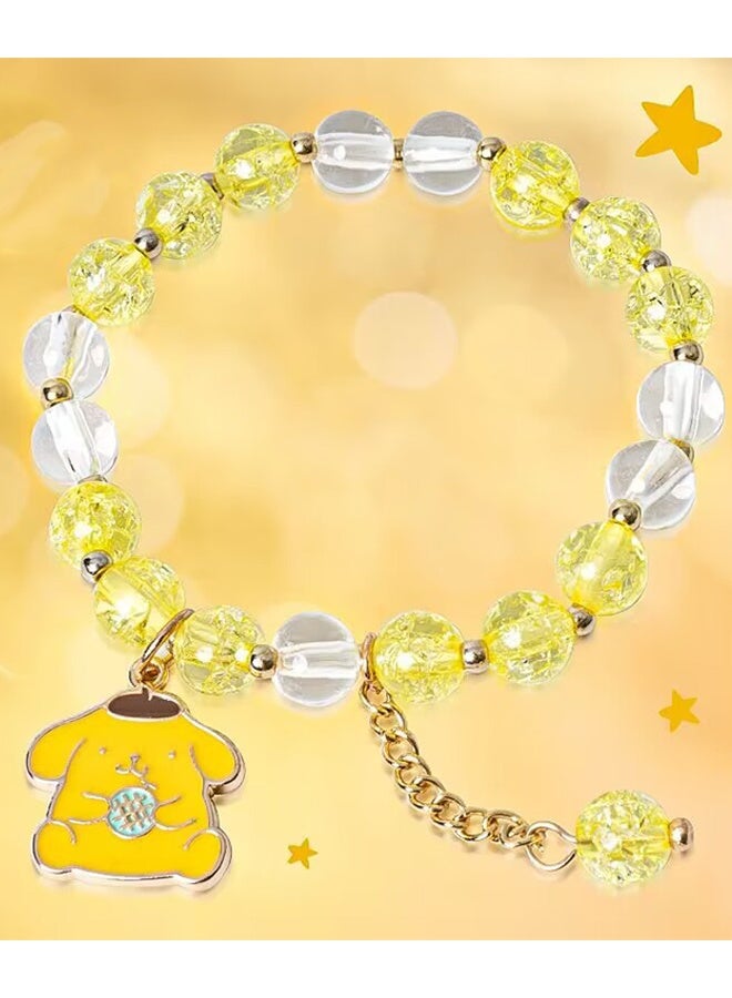 Sanrio 4 Pieces Crystal Bracelets Cartoon Pendant Kawaii Sanrio Pearl Cute Cartoon Elastic Beaded Bracelets Cartoon Themed Pendant Bracelets Gift for Teen Girls Kids - Image 4