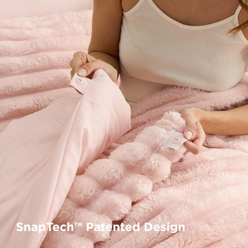 Bedsure Gentlesoftâ„¢ 2-in-1 King Size Comforter Set and Detachable Fluffy Blanket, Pink Bedding Set for All Season Use, SnapTechâ„¢ Design for Space Saving (Includes 2 Pillow Shams, 2 Pillowcases) - Image 5