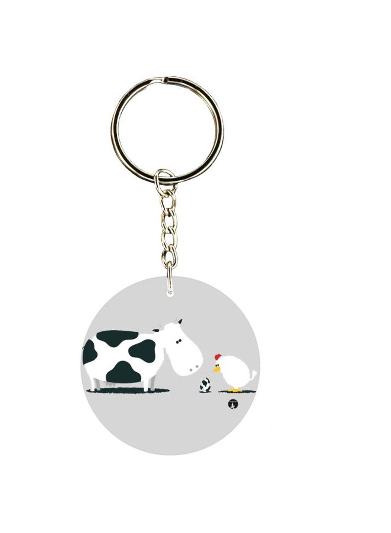 RKN Cow And Hen Printed Keychain