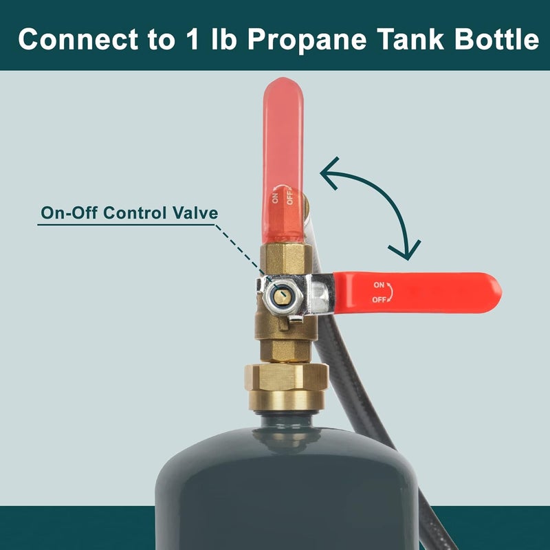GASPRO 1 lb Propane Tank Refill Adapter Kit, 3 ft Hose with Safety Shutoff Valve, Easily Fill 1 lb Bottles from 20 lb Tank - Image 4