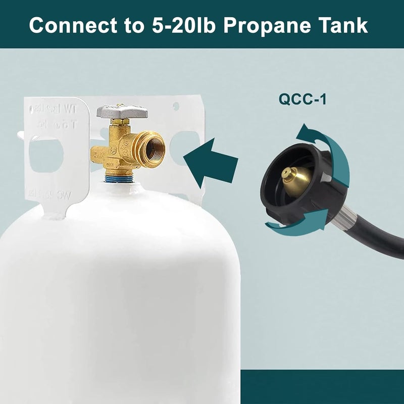 GASPRO 1 lb Propane Tank Refill Adapter Kit, 3 ft Hose with Safety Shutoff Valve, Easily Fill 1 lb Bottles from 20 lb Tank - Image 3