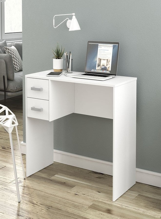 POLITORNO MOVEIS Computer desk with 2drawers white color75.5x100x45 cm - Image 1
