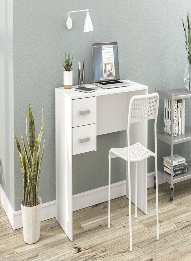 POLITORNO MOVEIS Computer desk with 2drawers white color75.5x100x45 cm - Image 2