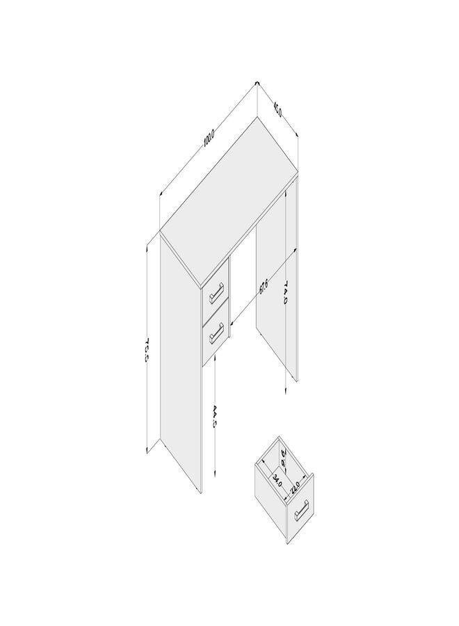 POLITORNO MOVEIS Computer desk with 2drawers white color75.5x100x45 cm - Image 3
