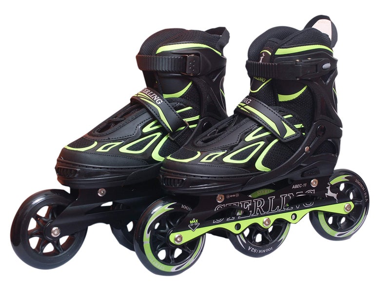 Slyk Sterling 100mm Inline Skates, 3 Wheels Adjustable Inline Skates, 85A Hardenss PU Speedy Wheels with ABEC-11 Bearings, Triskates for Children to Adults (Green, Large (Euro Shoe Size 39 to 42)) - Image 2