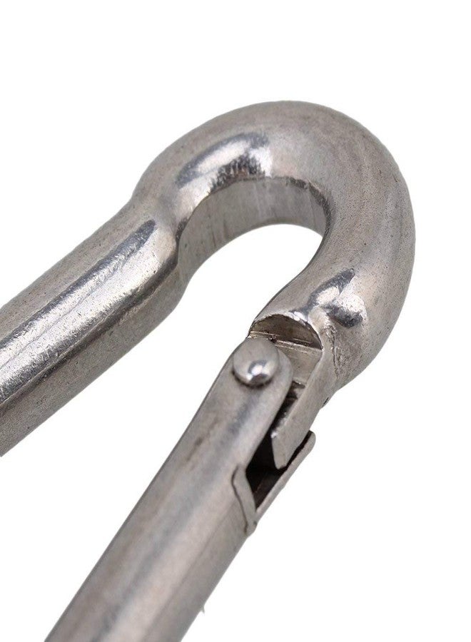 N.C NC 8mm Stainless Steel Spring Snap Hook Carabiner (Silver) - Pack of 2 - Image 4
