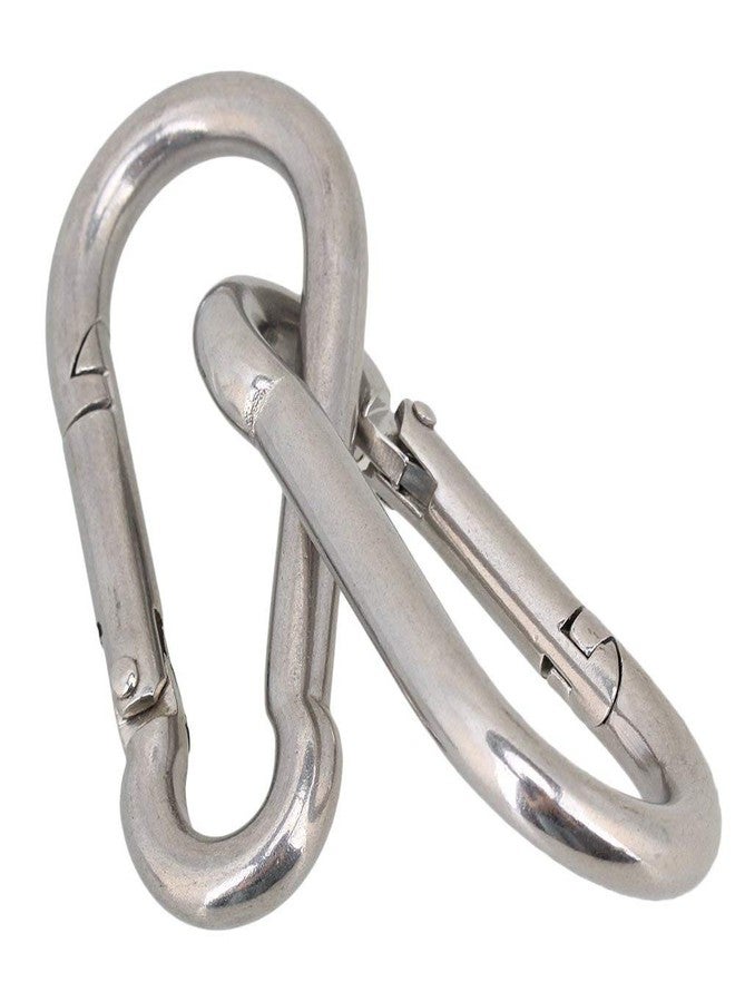 N.C NC 8mm Stainless Steel Spring Snap Hook Carabiner (Silver) - Pack of 2 - Image 2