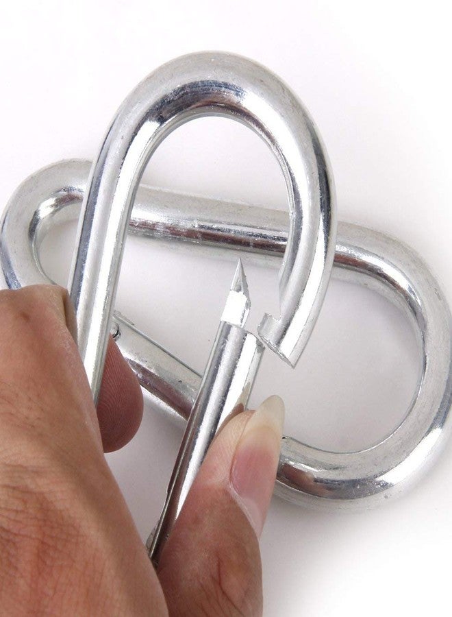 N.C NC 8mm Stainless Steel Spring Snap Hook Carabiner (Silver) - Pack of 2 - Image 3