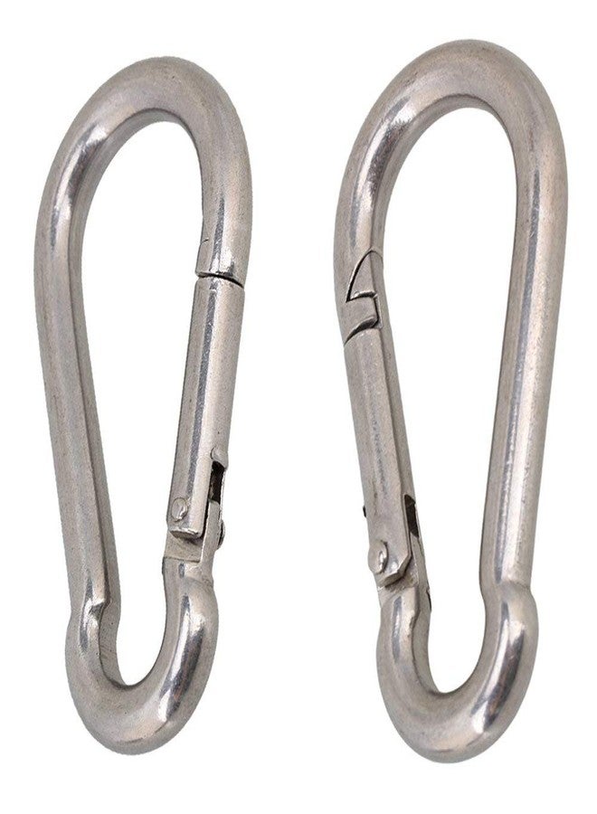 N.C NC 8mm Stainless Steel Spring Snap Hook Carabiner (Silver) - Pack of 2 - Image 1