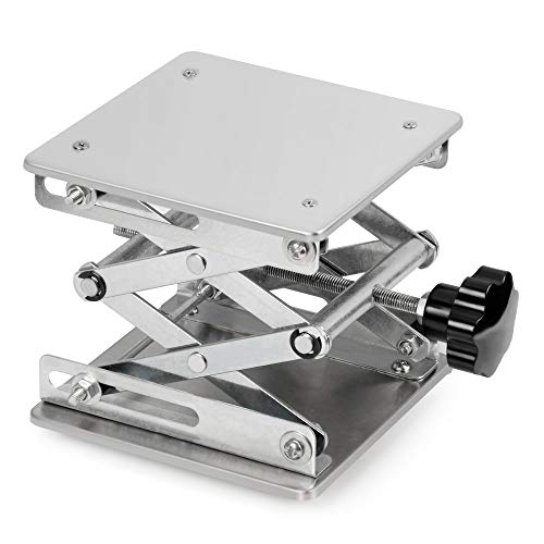 stonylab 6 x 6 inch Lab Scissors Jack, 150 x 150mm Stainless Steel Laboratory Support Jack Platform Lab Lift Stand Table, Expandable Lift Height Range from 75mm to 260mm, Support Weight 10KG - Image 1