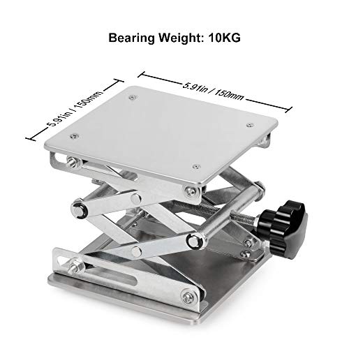 stonylab 6 x 6 inch Lab Scissors Jack, 150 x 150mm Stainless Steel Laboratory Support Jack Platform Lab Lift Stand Table, Expandable Lift Height Range from 75mm to 260mm, Support Weight 10KG - Image 3