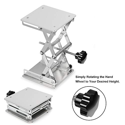stonylab 6 x 6 inch Lab Scissors Jack, 150 x 150mm Stainless Steel Laboratory Support Jack Platform Lab Lift Stand Table, Expandable Lift Height Range from 75mm to 260mm, Support Weight 10KG - Image 5