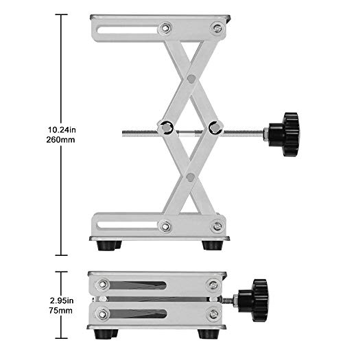 stonylab 6 x 6 inch Lab Scissors Jack, 150 x 150mm Stainless Steel Laboratory Support Jack Platform Lab Lift Stand Table, Expandable Lift Height Range from 75mm to 260mm, Support Weight 10KG - Image 4