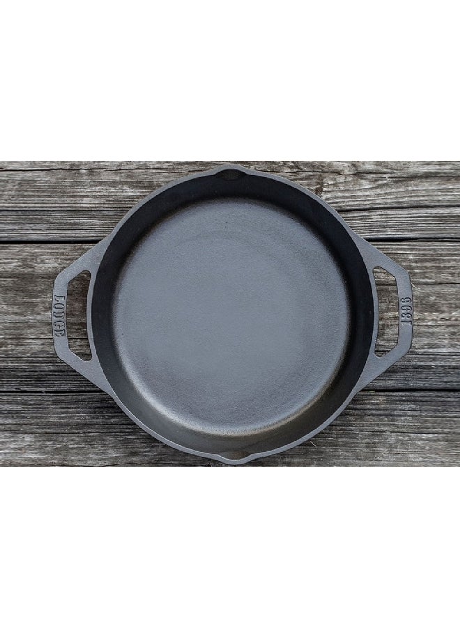 مقلاة بمقبض مزدوج من الحديد الزهر المطلي بالزيت مع توزيع متساوي للحرارة، لون أسود مقاس 26 سم L8SKLINT - Image 2