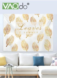 VAOdo Golden Leaf Tapestry Short Plush Simple Home Decoration Wall Hanging Live Broadcast Photo Background Free Installation Package 150 * 130CM  - Image 1