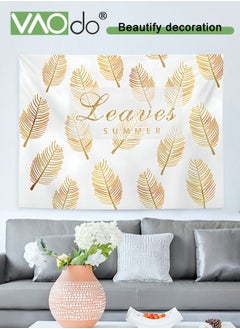 VAOdo Golden Leaf Tapestry Short Plush Simple Home Decoration Wall Hanging Live Broadcast Photo Background Free Installation Package 150 * 130CM  - Image 2