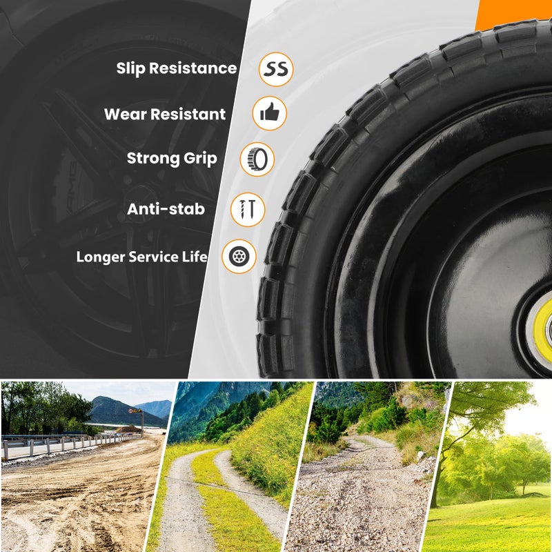 Pontuss 13" Flat Free Wheels Replacement for GOR Garden Cart Tires, 4.00-6 Solid Tires with 5/8"Bearings, 13" No Flat Wheels for GOR Garden Carts/Hand Trucks/Garden Carts - Image 5
