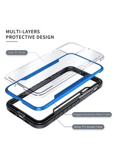 iPhone 13 and iPhone 14 Heavy Duty Defender Case Rugged Anti-Drop Clear Back Cover with Shockproof Hybrid Metal and TPU Bumper Frame Blue - pzsku/Z02806683938DD8468E1BZ/45/_/1652605081/7f8fec0a-a881-47ee-a554-ca5ffb519cf7