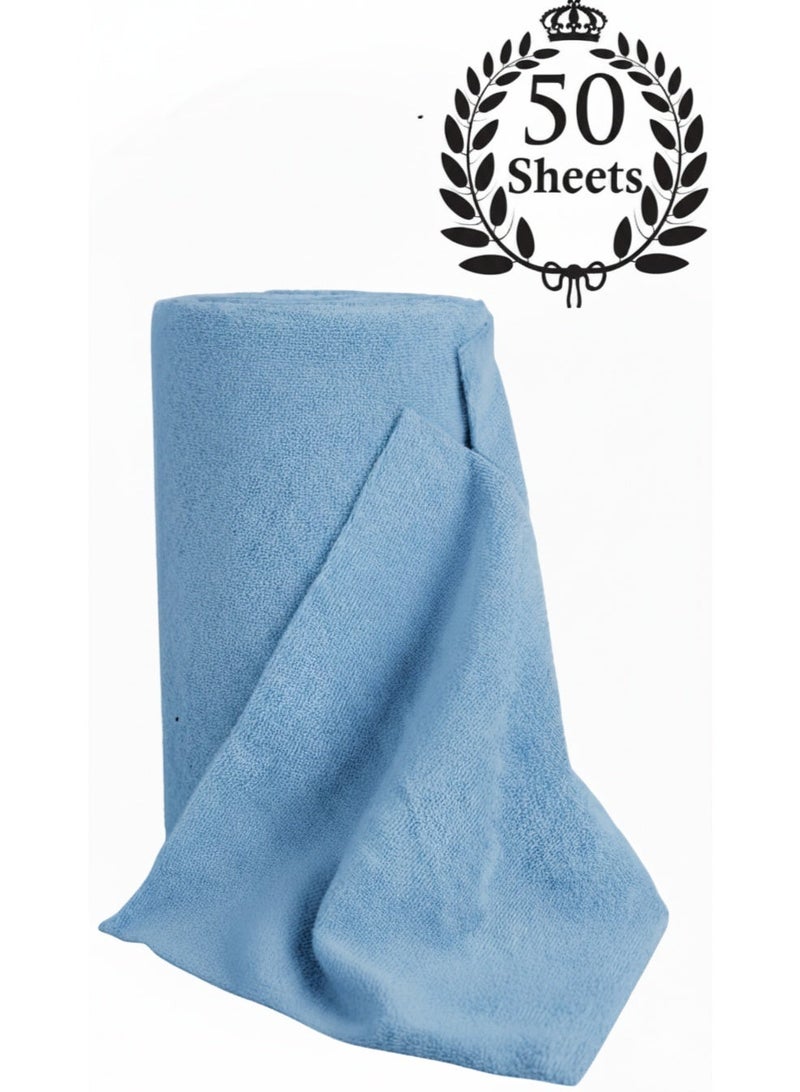 20 20 Planet CARE EVERYDAY 50 Pcs Microfiber Cleaning Cloth Roll, 30x30 cm Tear-Easy Sheets, Super Absorbent, Lint-Free & Reusable Towels for Car, Kitchen, Bathroom & Home, Multi-Purpose Cleaning Wipes (Blue) - Image 1