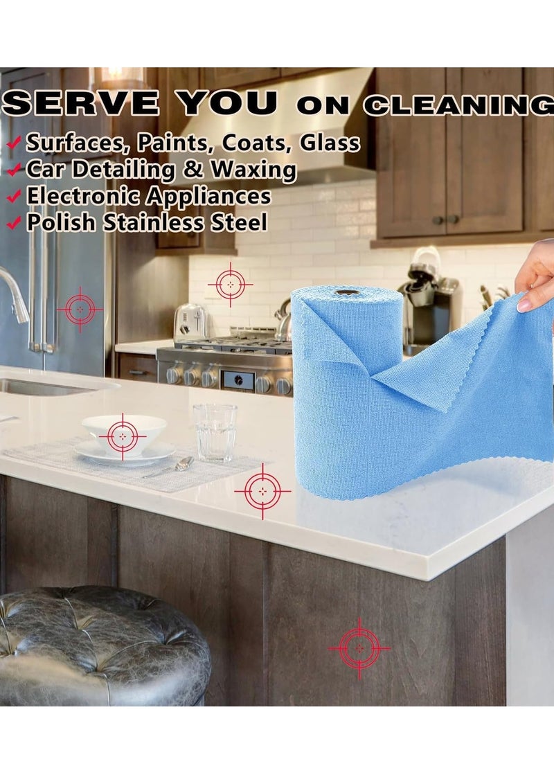 20 20 Planet CARE EVERYDAY - Microfibre Cloth, 50 Roll Pack microfiber cloths on Roll reusable cleaning cloths, Super Soft Premium Streak Free Washable Cloth, for House, Kitchen, Windows, Car, Motorbike, 30 x 30 cm (Blue) - Image 1
