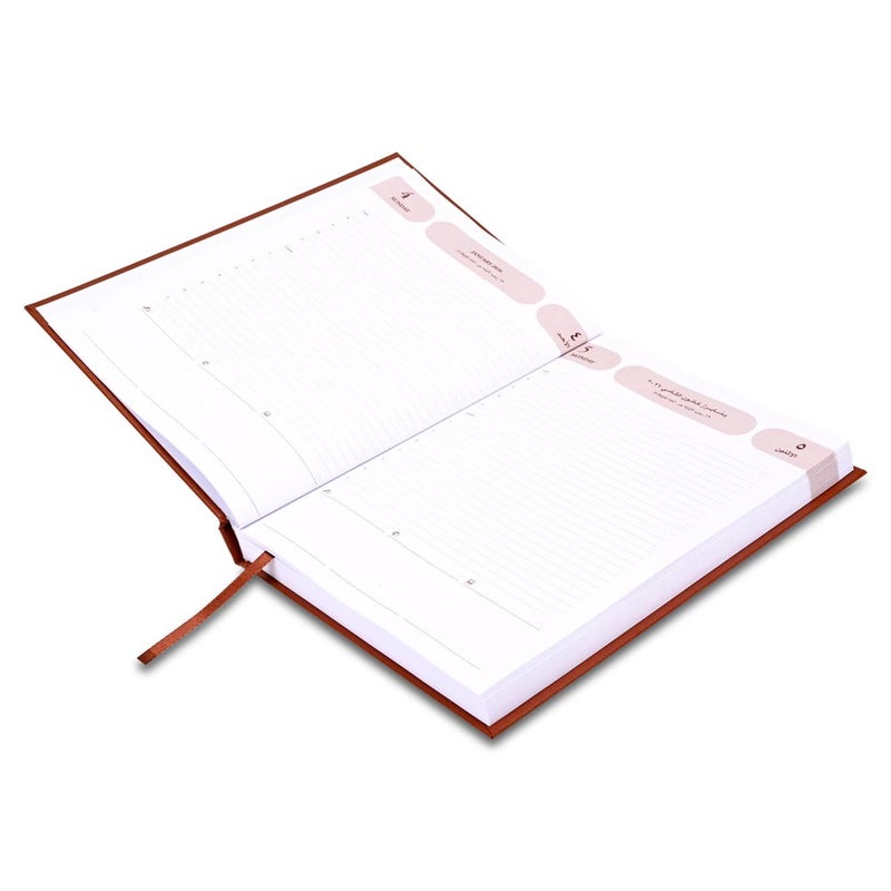 FIS 2026 Agenda Diary, 170x240mm Size, Hard Cover Vinyl, 1 Day a Page Format, Arabic/English, 60gsm White Paper, Brown Cover-FSDI75AEV26BR - Image 3