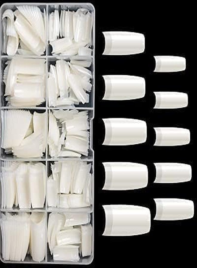 Bolt Bee Square Shaped Acrylic False Nail Tips, 500 Pieces Full & Half Cover Artificial Extensions with Storage Case for DIY Nail Art, Salons, French Manicure - Image 2