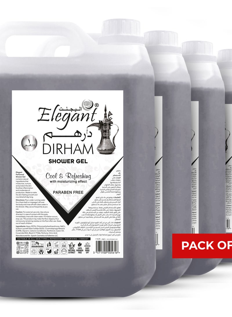 Elegant Dirham Shower Gel with Moisturizer 5 Liter Pack of 4 - Image 1