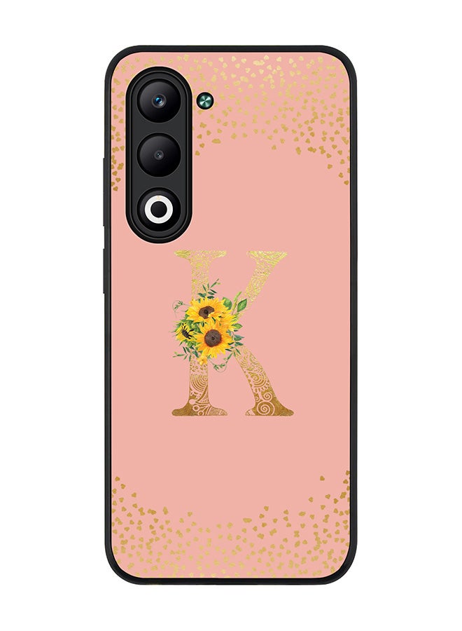 Stylizedd For Oppo A5 5G / A5 4G Case,Slim fit Camera Protection, Shockproof Thin Phone cover  - Custom Floral Monogram - K  (Rose Pink )