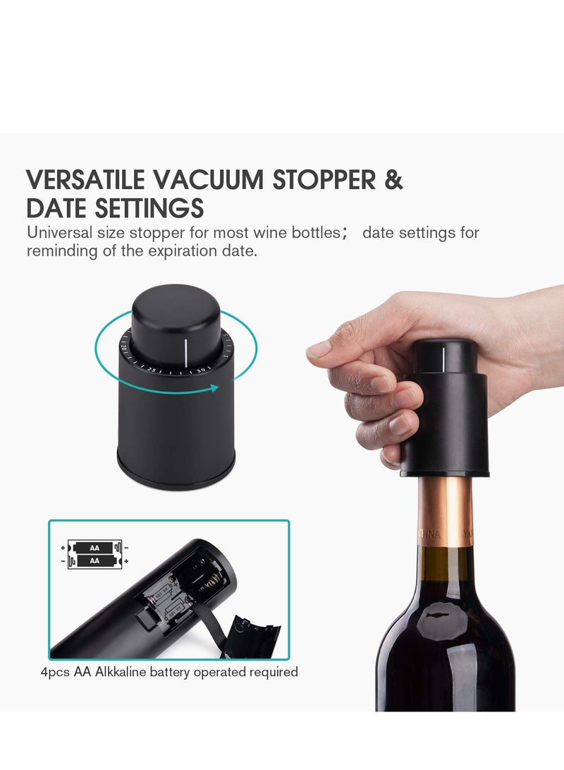 SYOSI Electric Wine Bottle Openers, Red Wine Accessories Gift Set, Corkscrew with Foil Cutter, Wine Vacuum Stopper, Wine Aerator Pourer for Valentines, Father's Day, Mother's Day, Birthday Wine Gift - Image 4