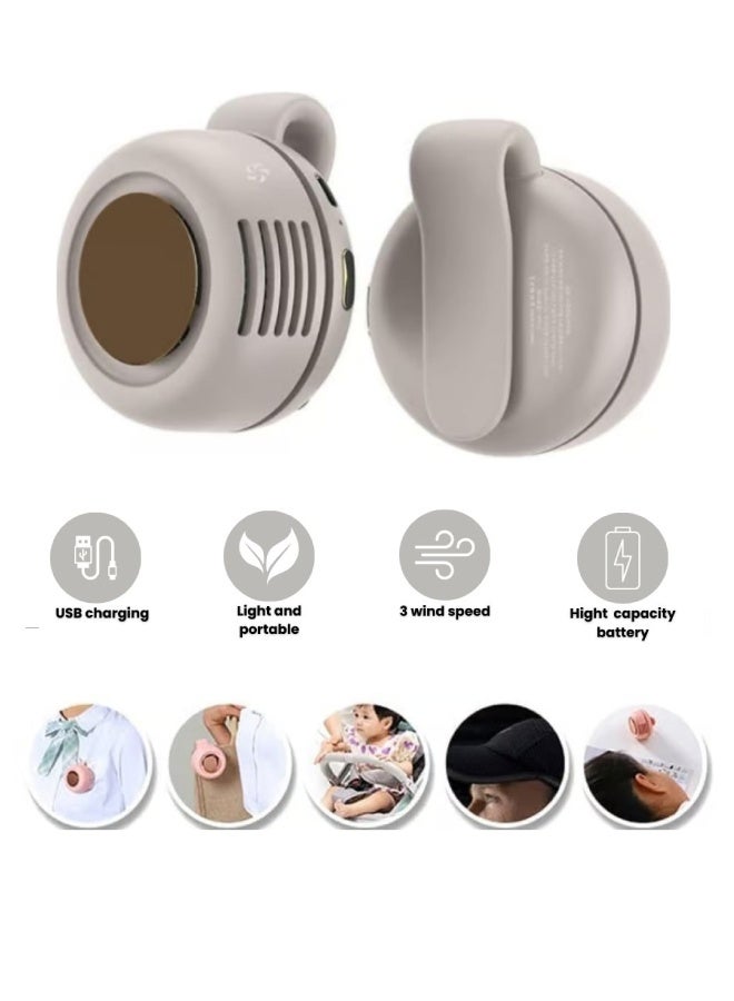 Snap-on fan, 5000mAh, hands-free 3-speed bladeless fan, super powerful motor, anti-curling air vent design, suitable for travel, outdoor, home, office, school, camping (white) - Image 2