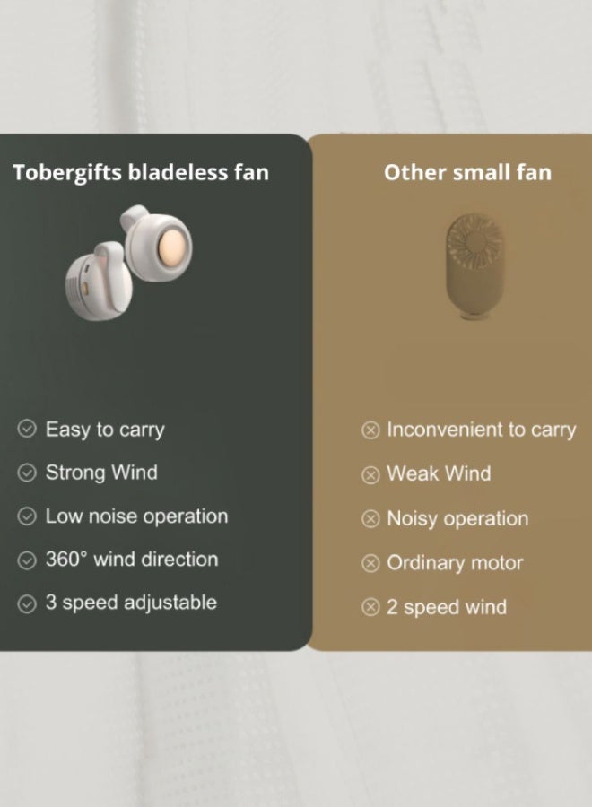 Snap-on fan, 5000mAh, hands-free 3-speed bladeless fan, super powerful motor, anti-curling air vent design, suitable for travel, outdoor, home, office, school, camping (white) - Image 5