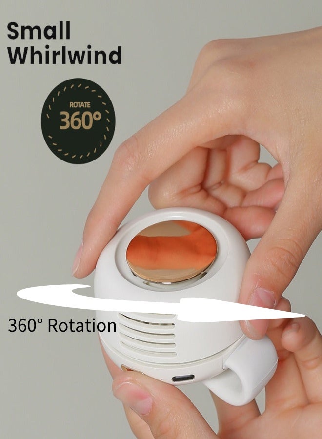 Snap-on fan, 5000mAh, hands-free 3-speed bladeless fan, super powerful motor, anti-curling air vent design, suitable for travel, outdoor, home, office, school, camping (white) - Image 3