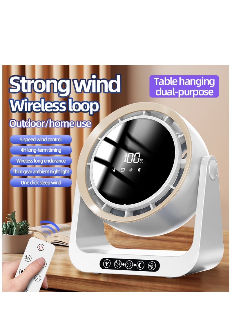 Generic 100 Speed Circulating Fan, Portable High Speed Table Fan with Smart Display and Large Capacity Battery, Ultra-Quiet Air Circulator, 360° Oscillation Desk Fan for Home Office Bedroom Camping and Travel (F6 White) ﻿  - Image 2