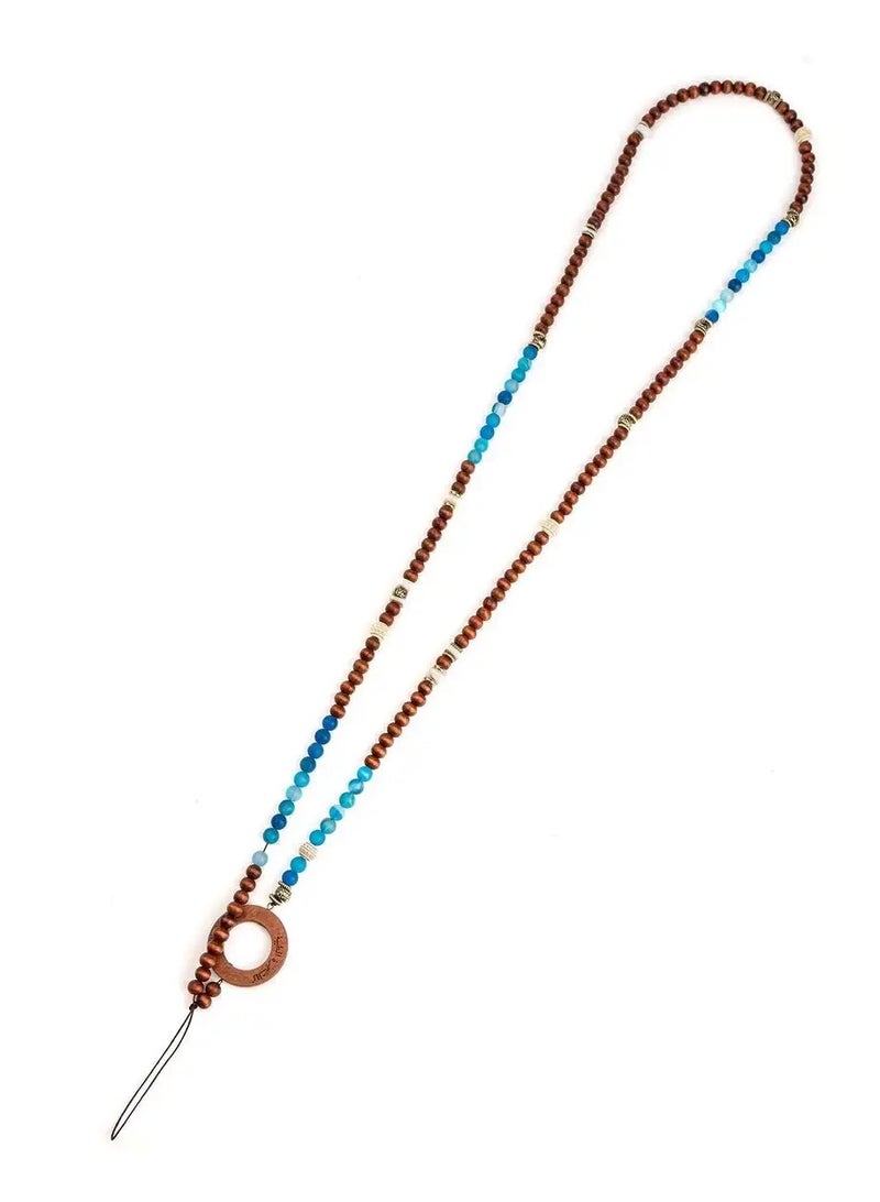 أم أم أيه من معدن الإنسان حامل الجوال والنظارة من خرز العقيق وخشب - Image 3