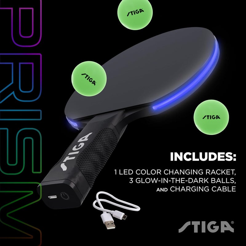STIGA Prism LED Ping Pong Paddle Set with 3 Glow-in-the-Dark Balls - Image 5