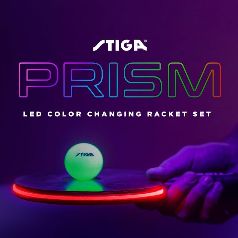 STIGA Prism LED Ping Pong Paddle Set with 3 Glow-in-the-Dark Balls - Image 2