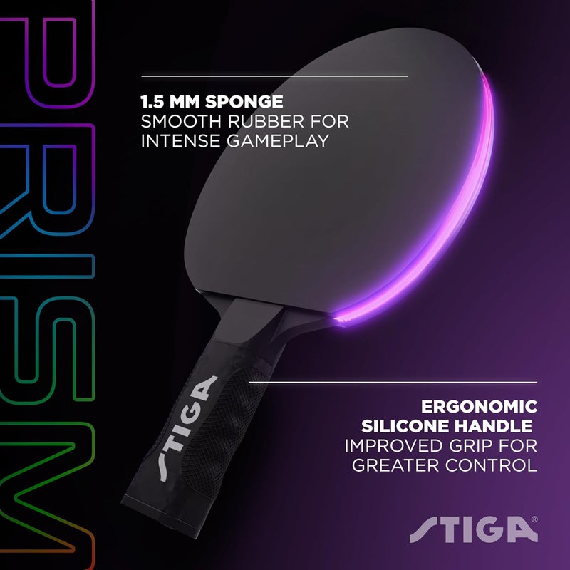 STIGA Prism LED Ping Pong Paddle Set with 3 Glow-in-the-Dark Balls - Image 4