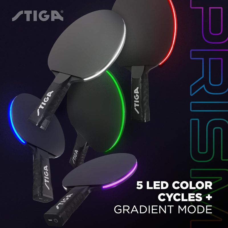 STIGA Prism LED Ping Pong Paddle Set with 3 Glow-in-the-Dark Balls - Image 3