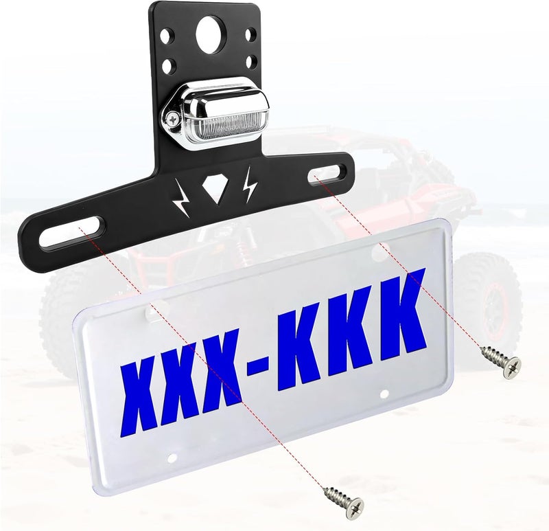 HJSIUTV UTV Plastic License Plate Holder with LED Light Street Legal Compatible with Truck RV Trailer Snowmobile Golf Cart Boat ATV Polaris RZR Ranger Can-Am Maverick X3 Outlander - Image 5