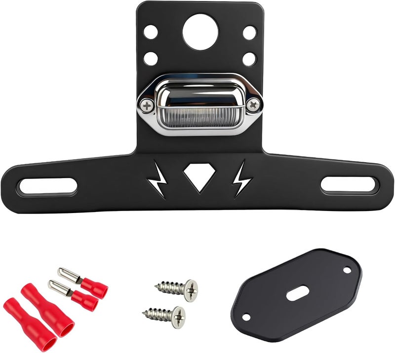 HJSIUTV UTV Plastic License Plate Holder with LED Light Street Legal Compatible with Truck RV Trailer Snowmobile Golf Cart Boat ATV Polaris RZR Ranger Can-Am Maverick X3 Outlander - Image 1