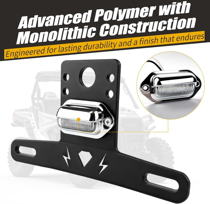 HJSIUTV UTV Plastic License Plate Holder with LED Light Street Legal Compatible with Truck RV Trailer Snowmobile Golf Cart Boat ATV Polaris RZR Ranger Can-Am Maverick X3 Outlander - Image 2